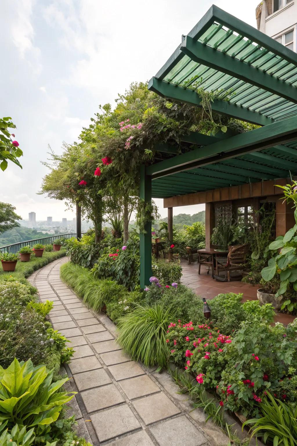 Greenery infuses vibrancy and freshness to your patio.