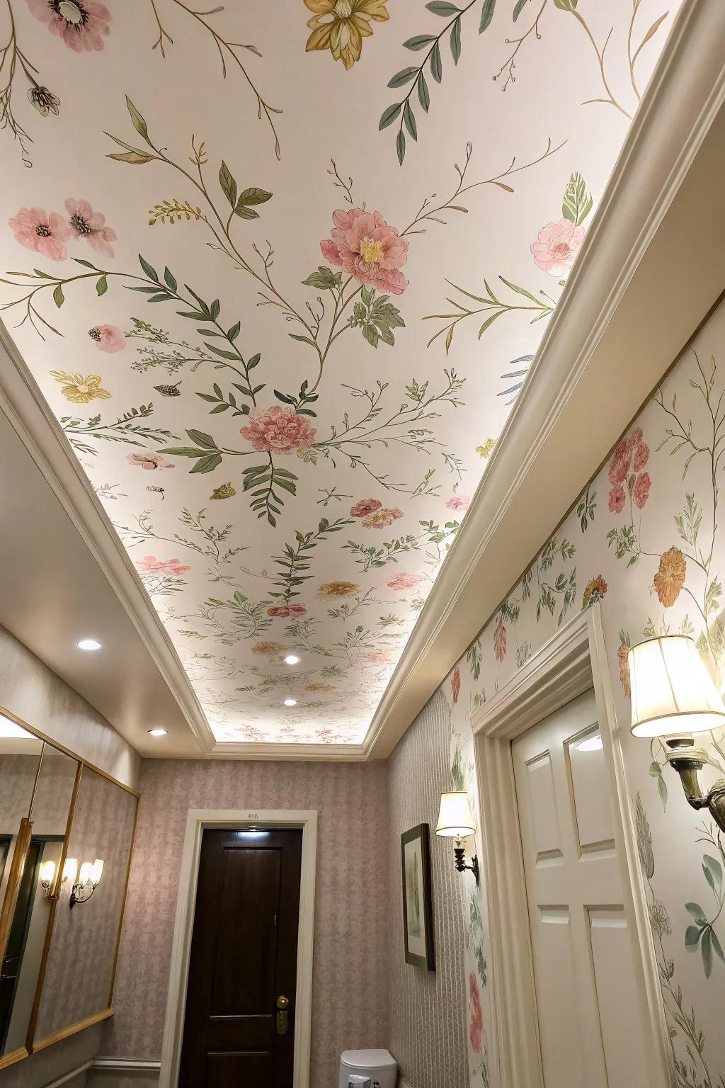 Improve your space through a remarkable ceiling wallpaper feature.