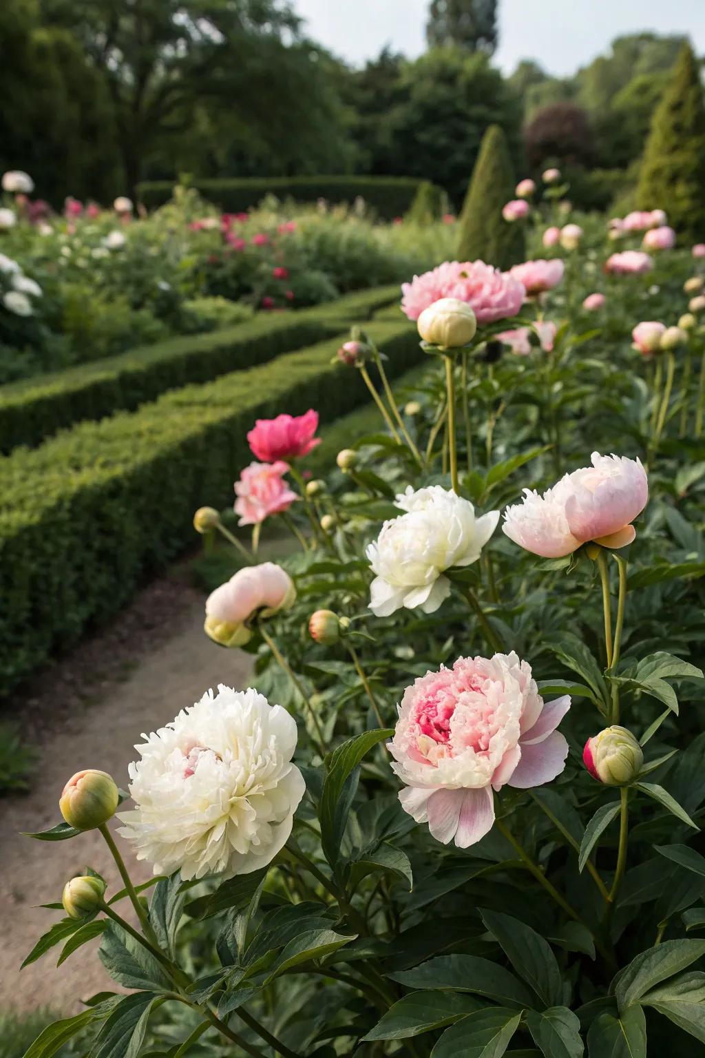 A seasonal peony showcase guaranteeing continuous garden dynamism.