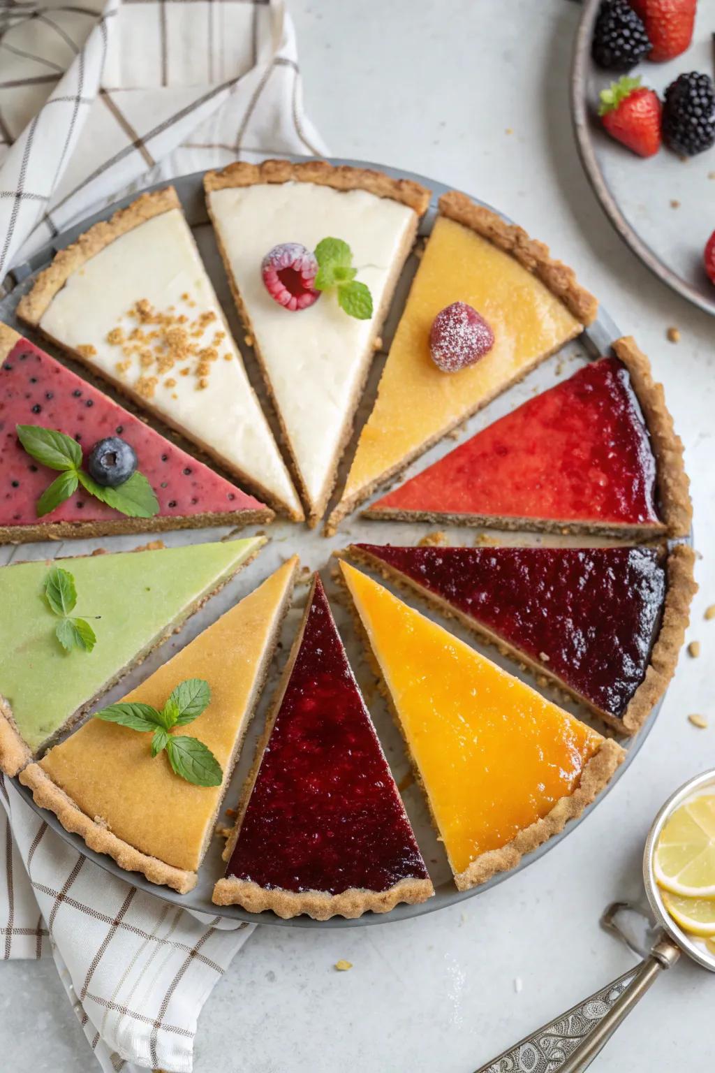 Pie slices assembled in an elegant geometric design.