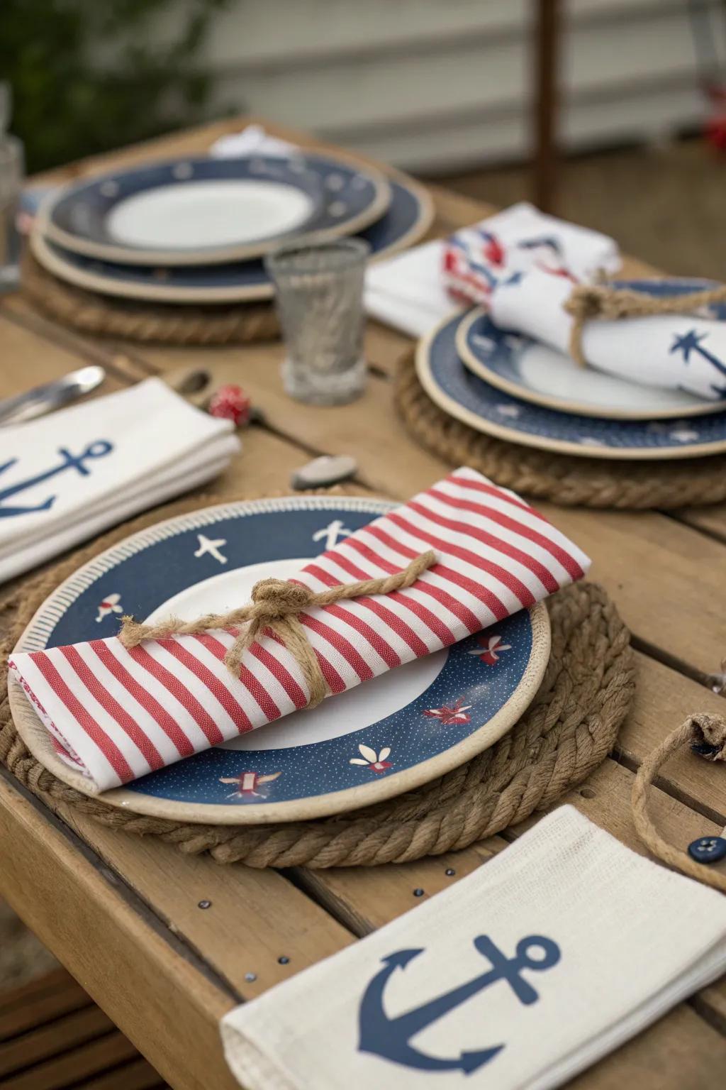 Augment your celebration with elegant maritime table compositions.