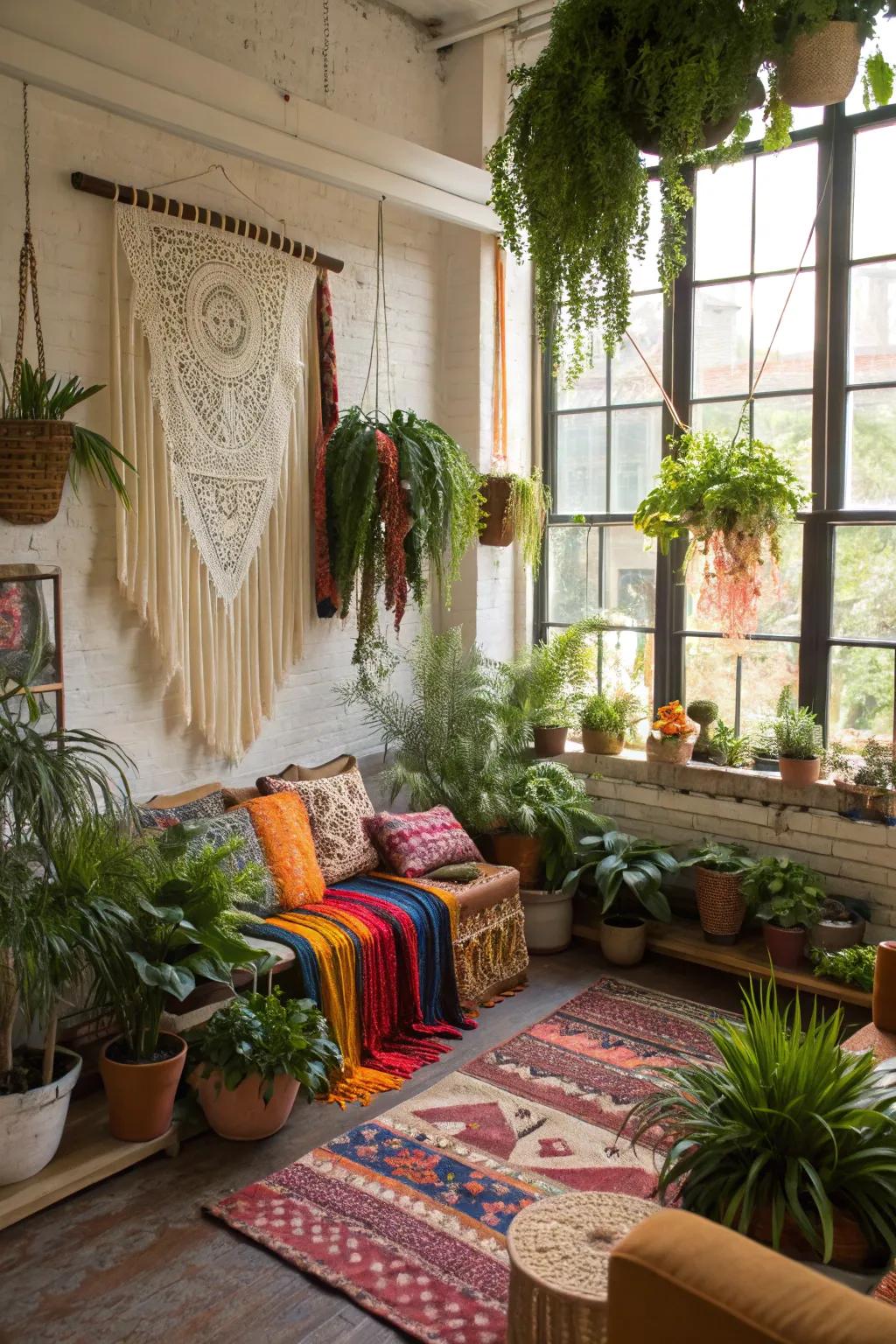 Turn your space into a bohemian paradise with plants.