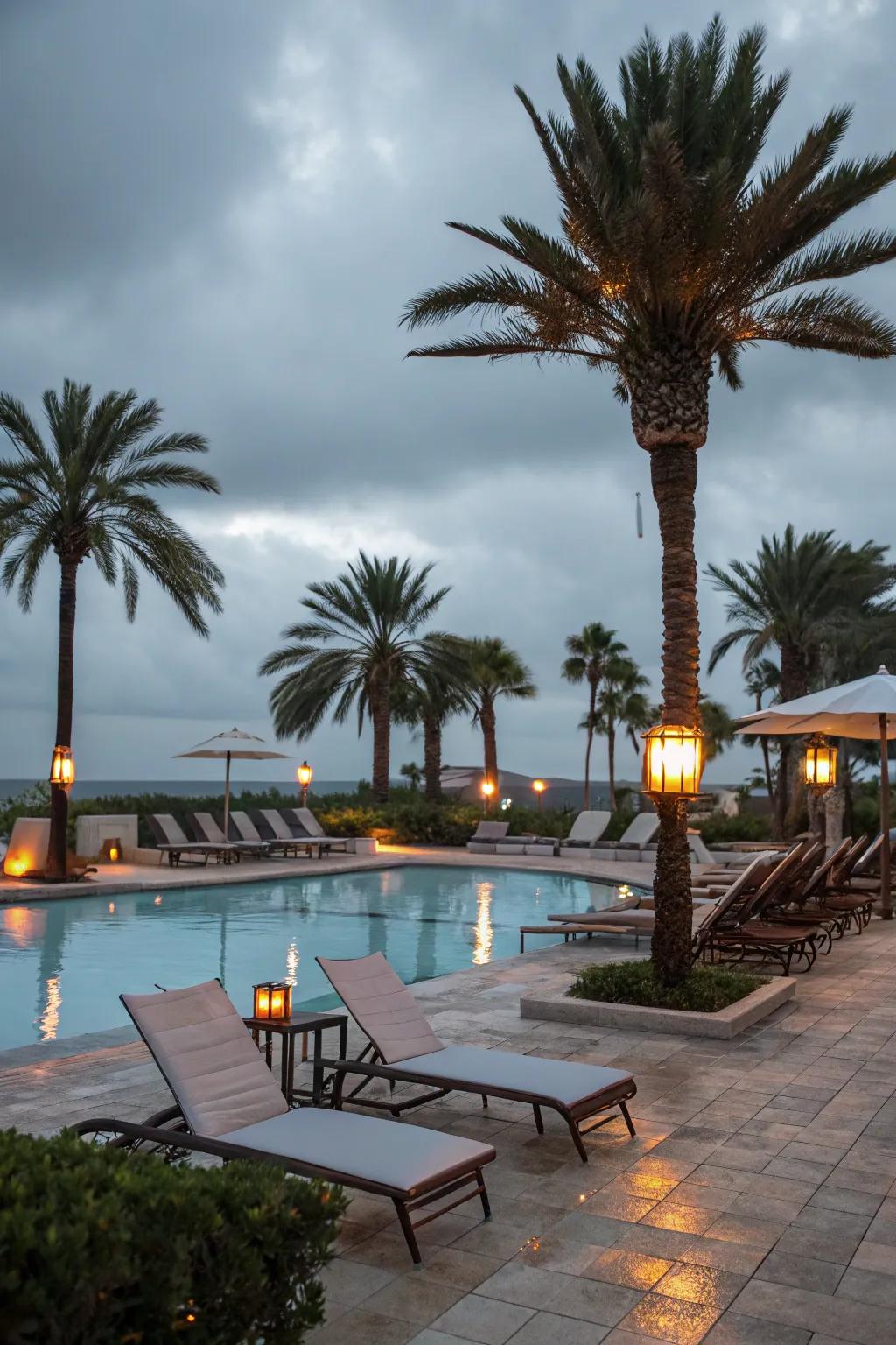 Blending hot and cold illumination sets a balanced mood around your pool.