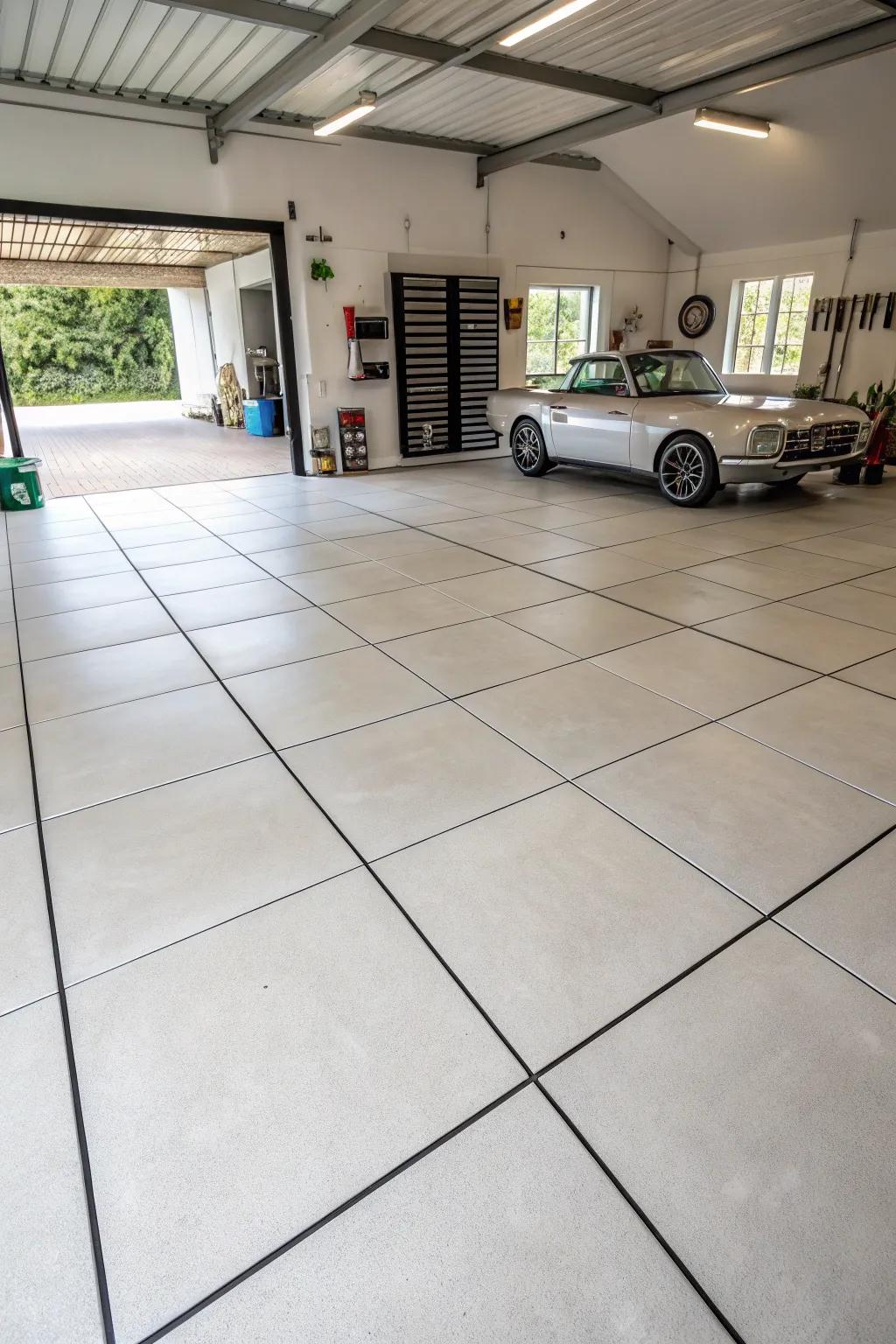 Achieve a seamless look with oversized porcelain squares.