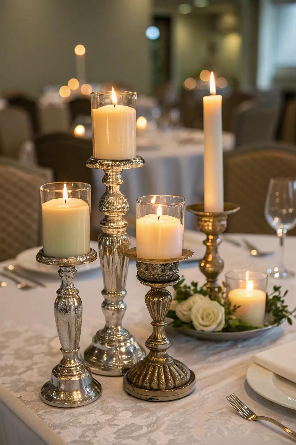 Elegant wax displays create a warm and inviting ambiance.
