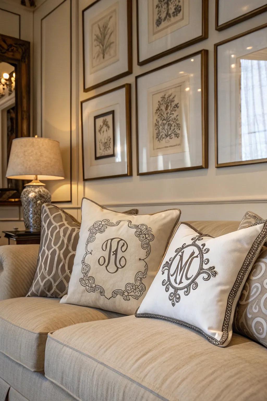 Monogrammed layout delivers a personalized and stylish touch.