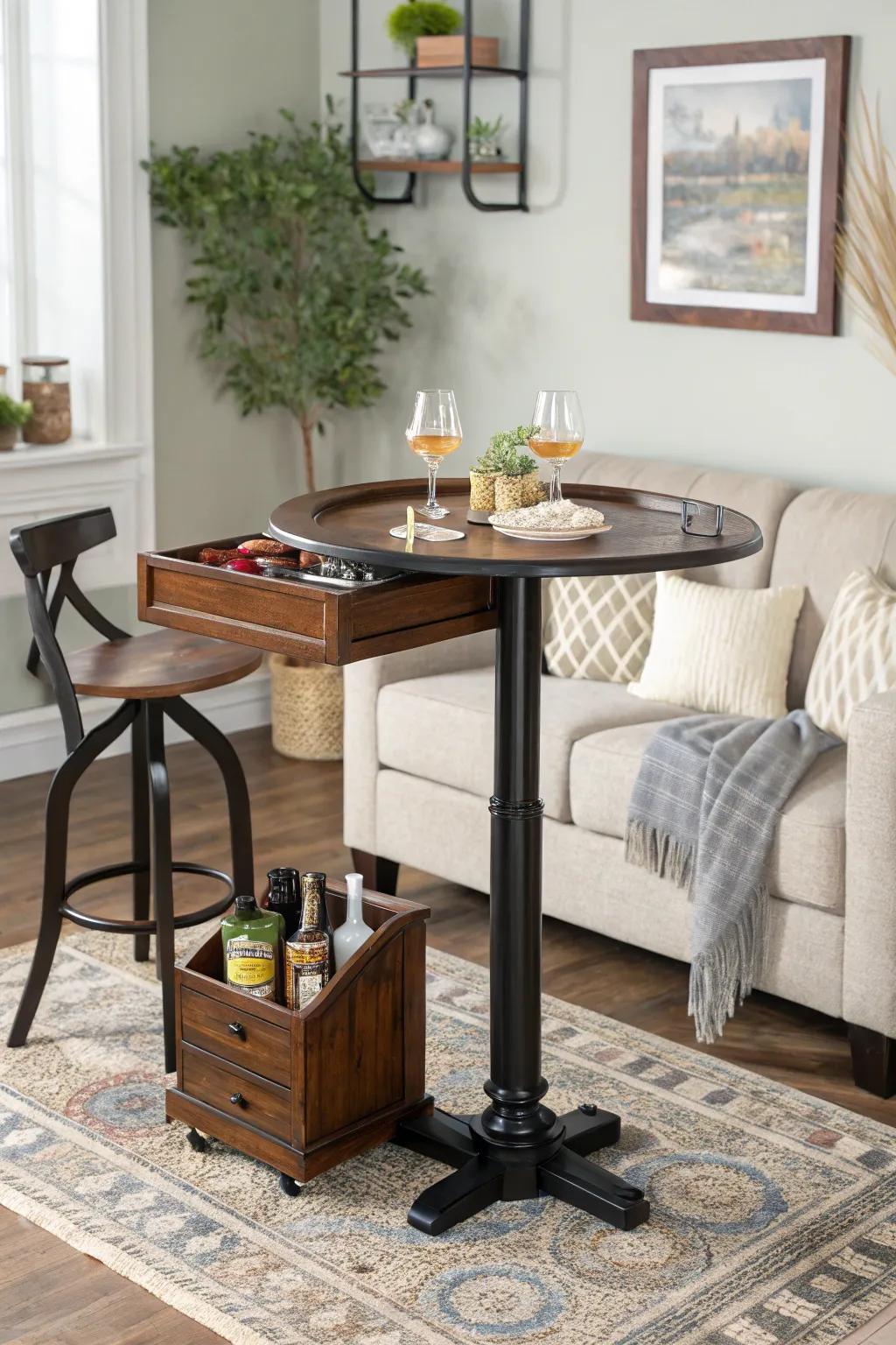 Adapt to any event with a flexible convertible standing-height table.