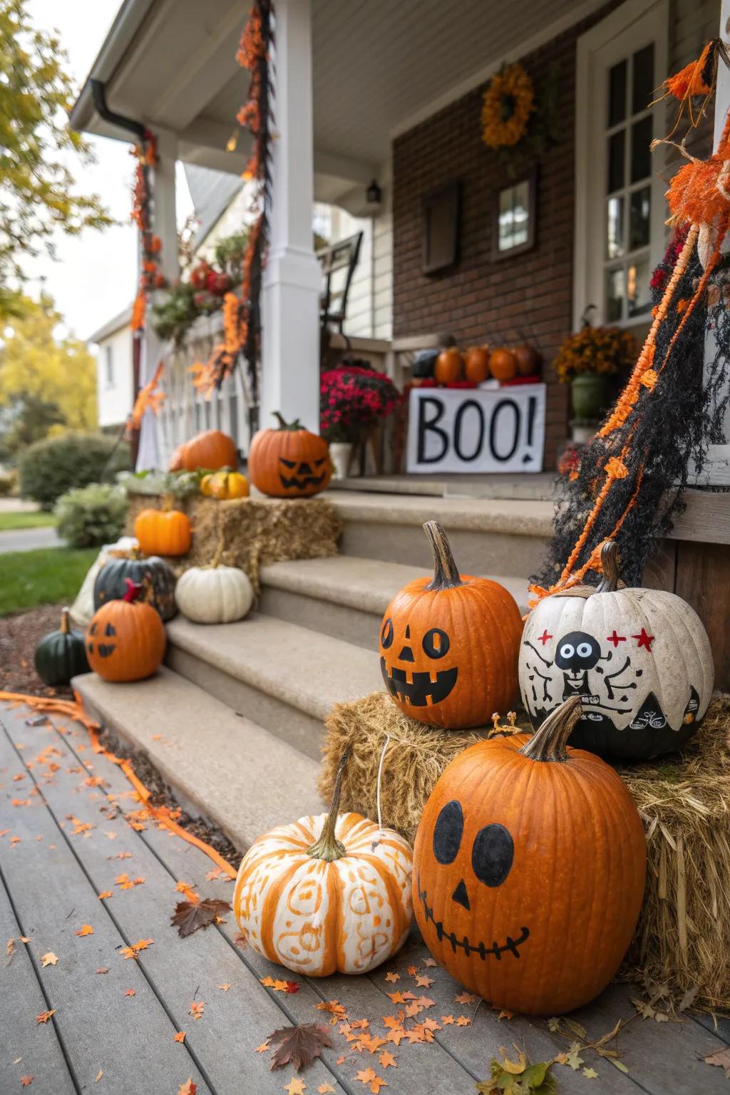 Welcome guests with festive message pumpkins.