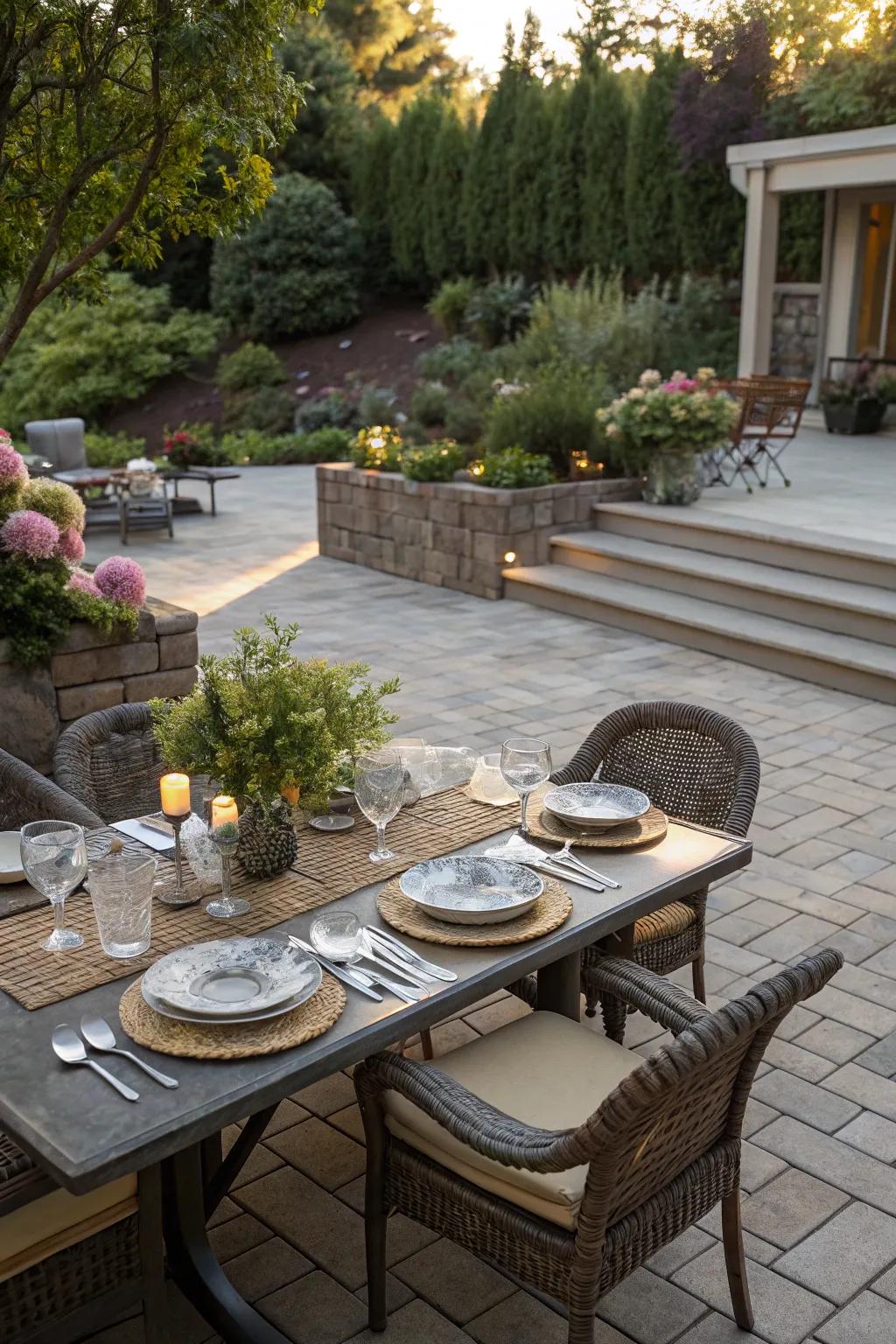 Dining outdoors renders meals uniquely memorable and serene.