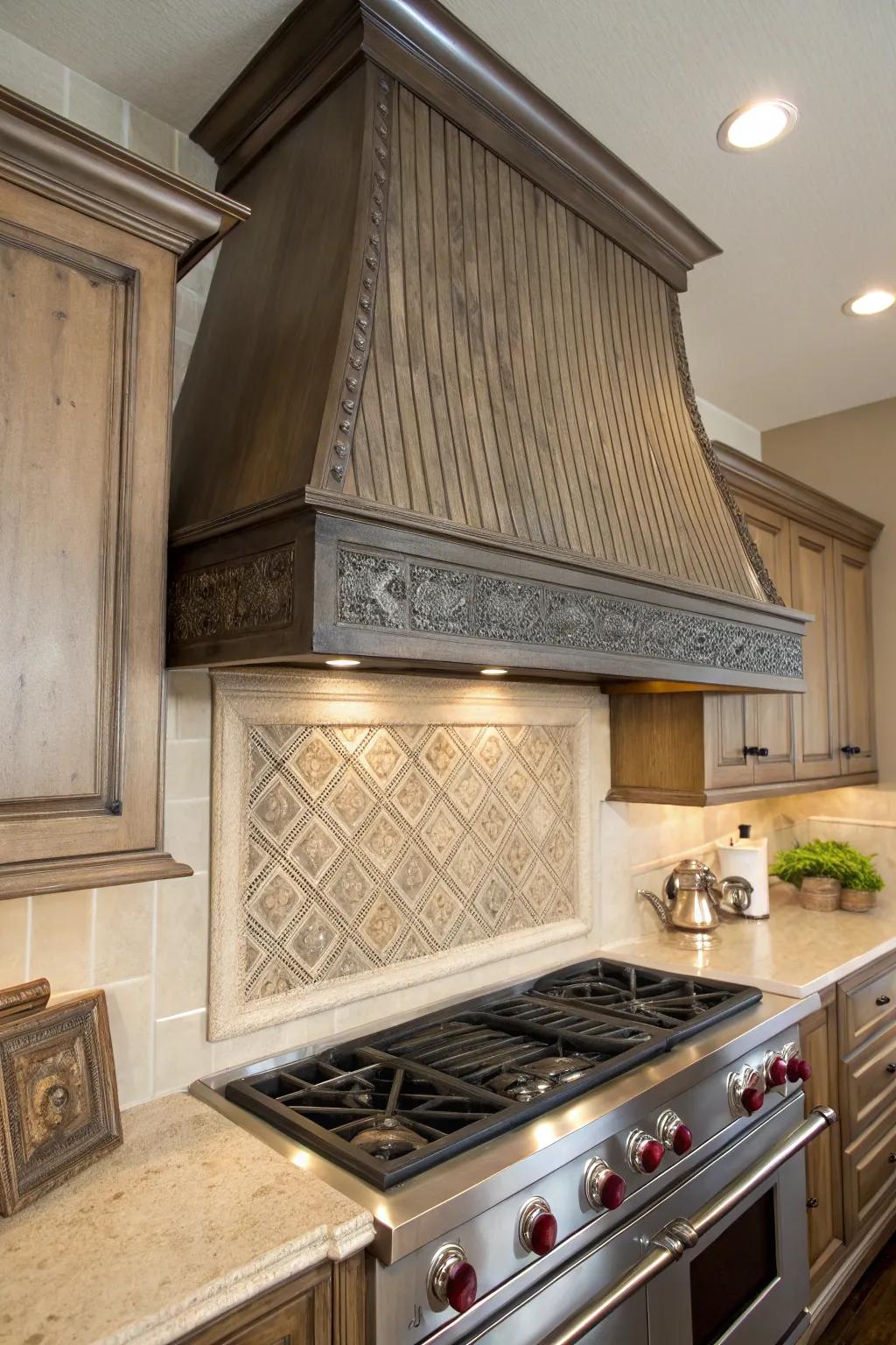 Textured effects add richness and allure to your range hood.