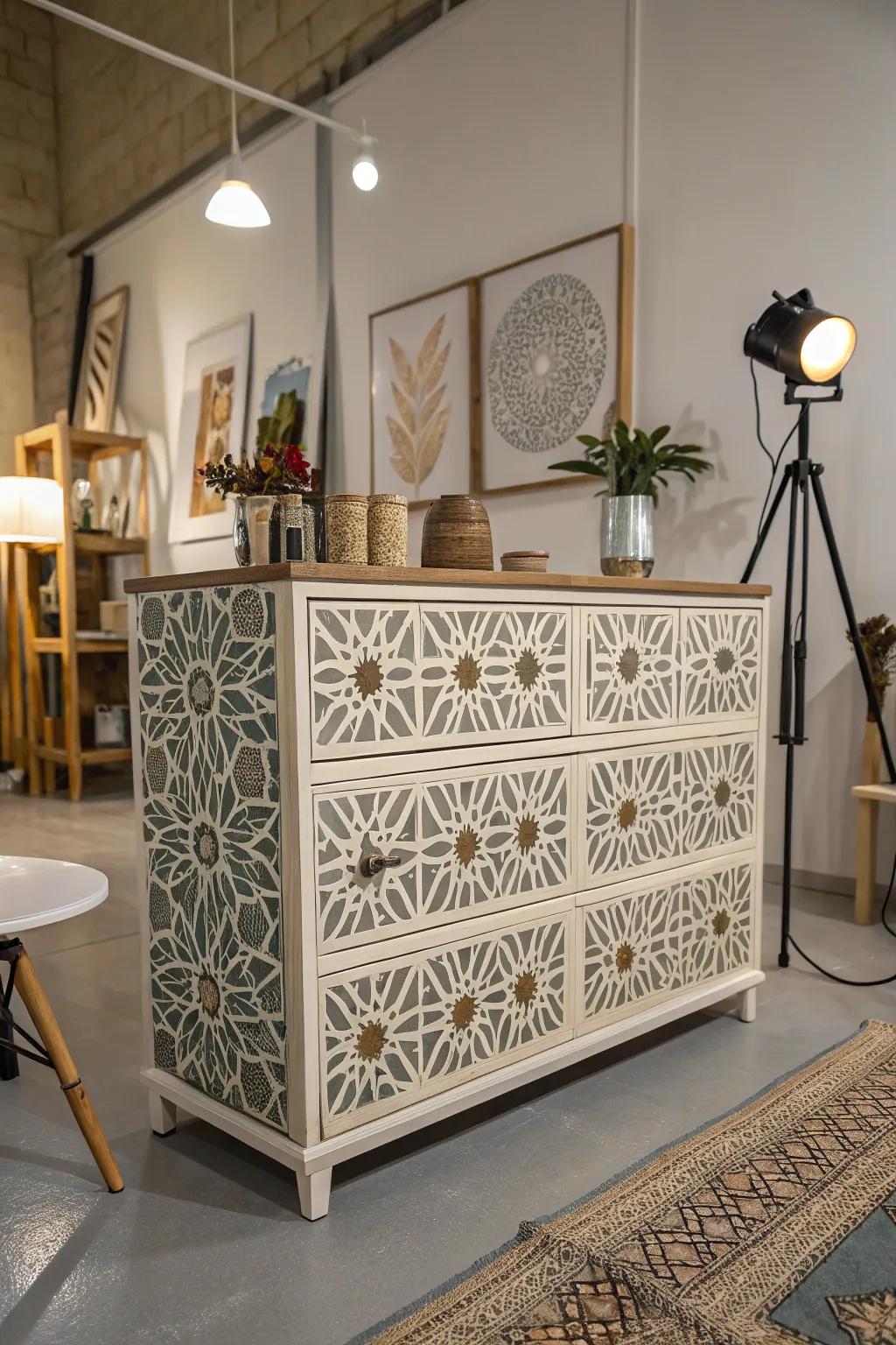 Imprinted designs introduce an artistic element to your furniture.