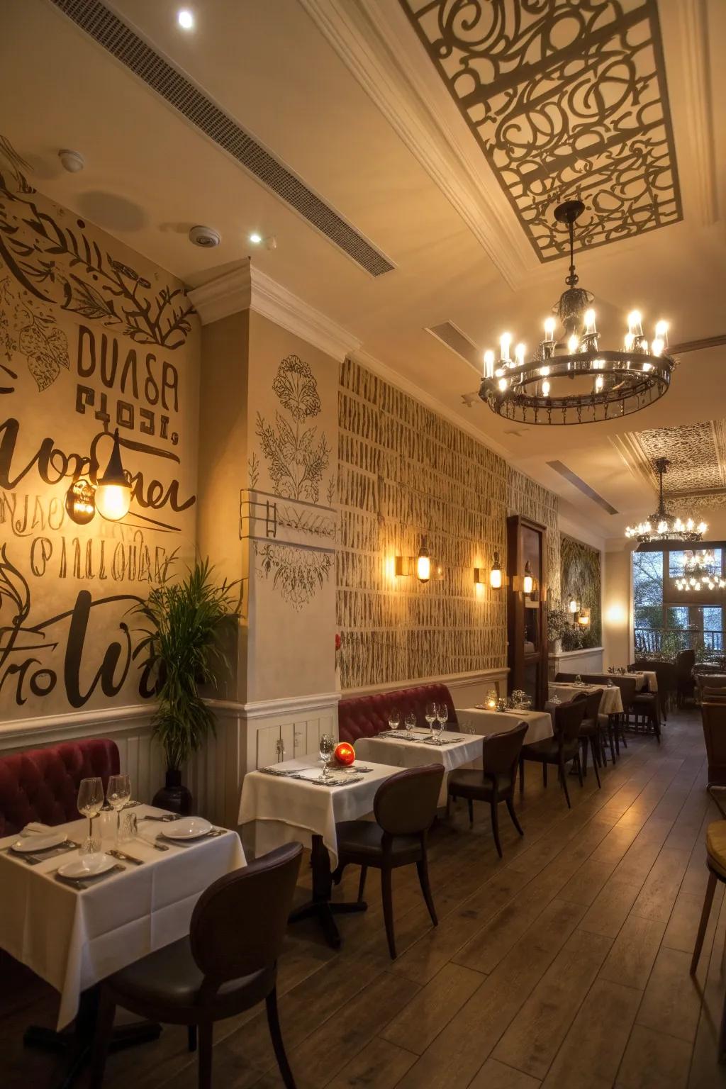 Typography brings a modern and playful feel to restaurant design.