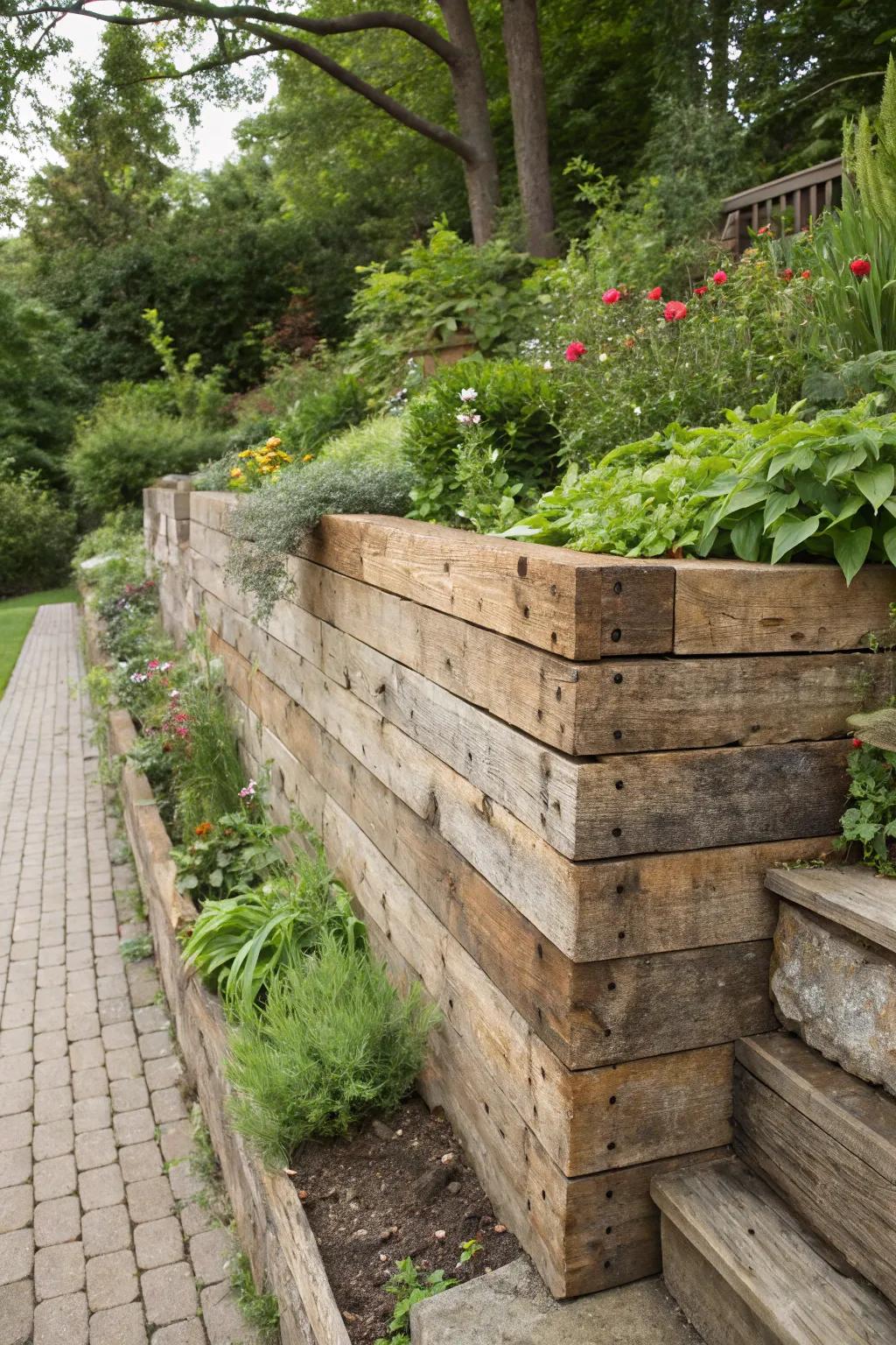 Timber walls provide warmth and a down-to-earth touch to gardens.