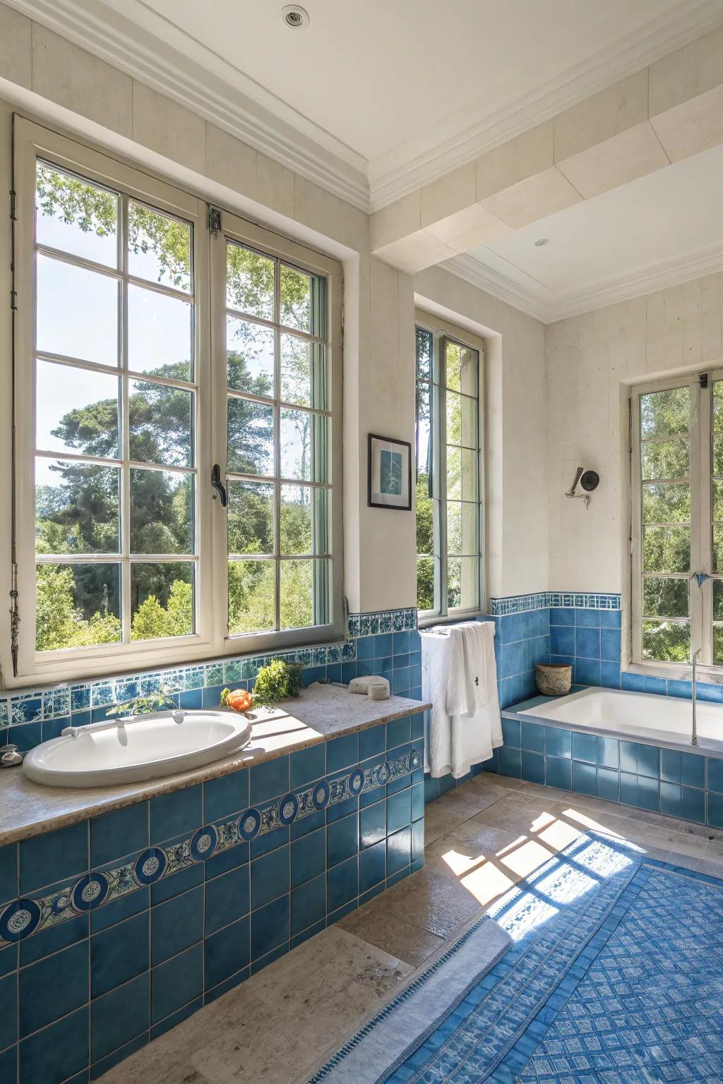 Natural illumination enhancing the retro blue atmosphere.