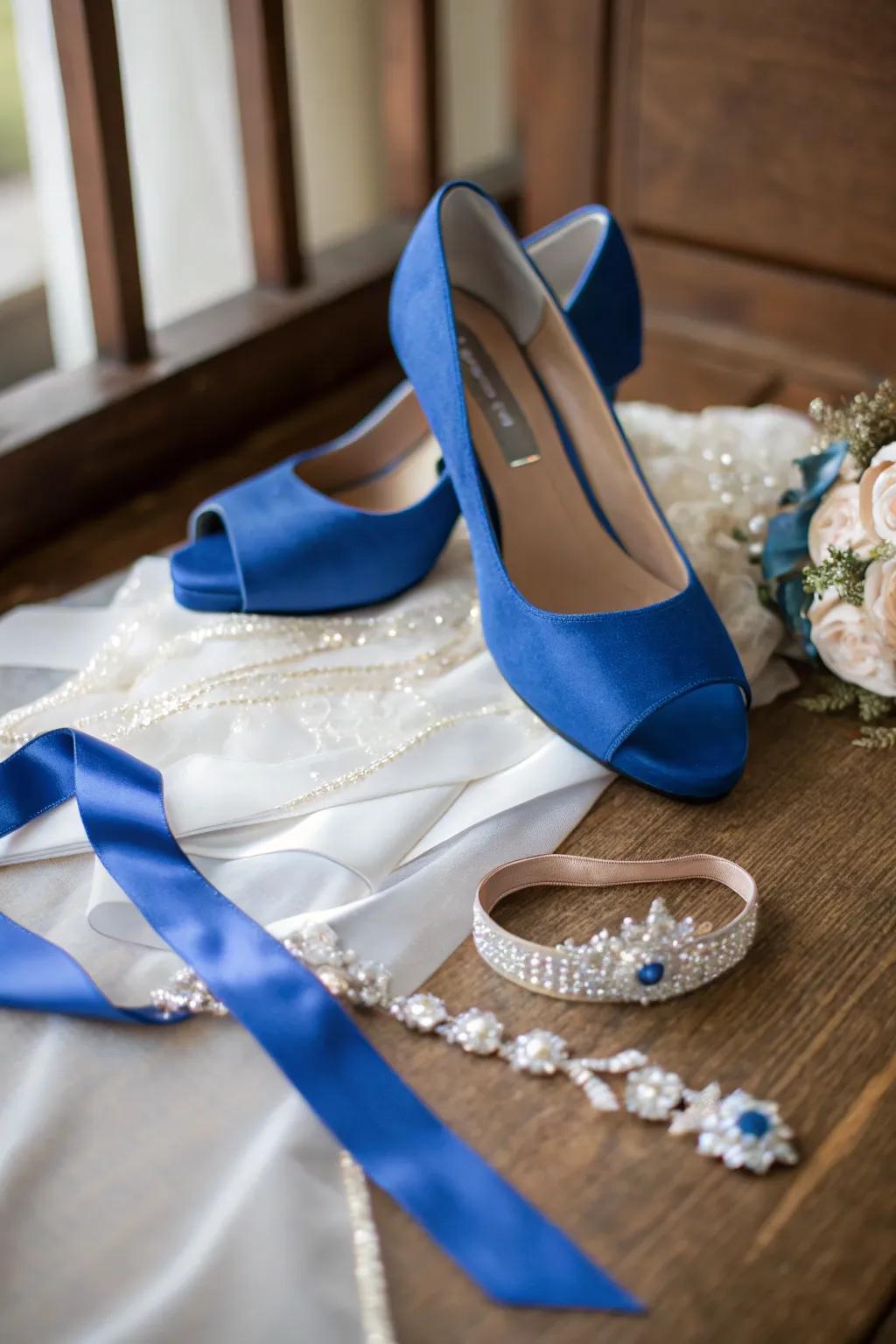 Bridal accessories with an azure twist.