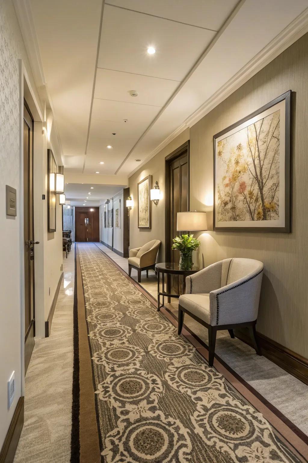 Rugs in high-traffic zones shield carpets from everyday use.