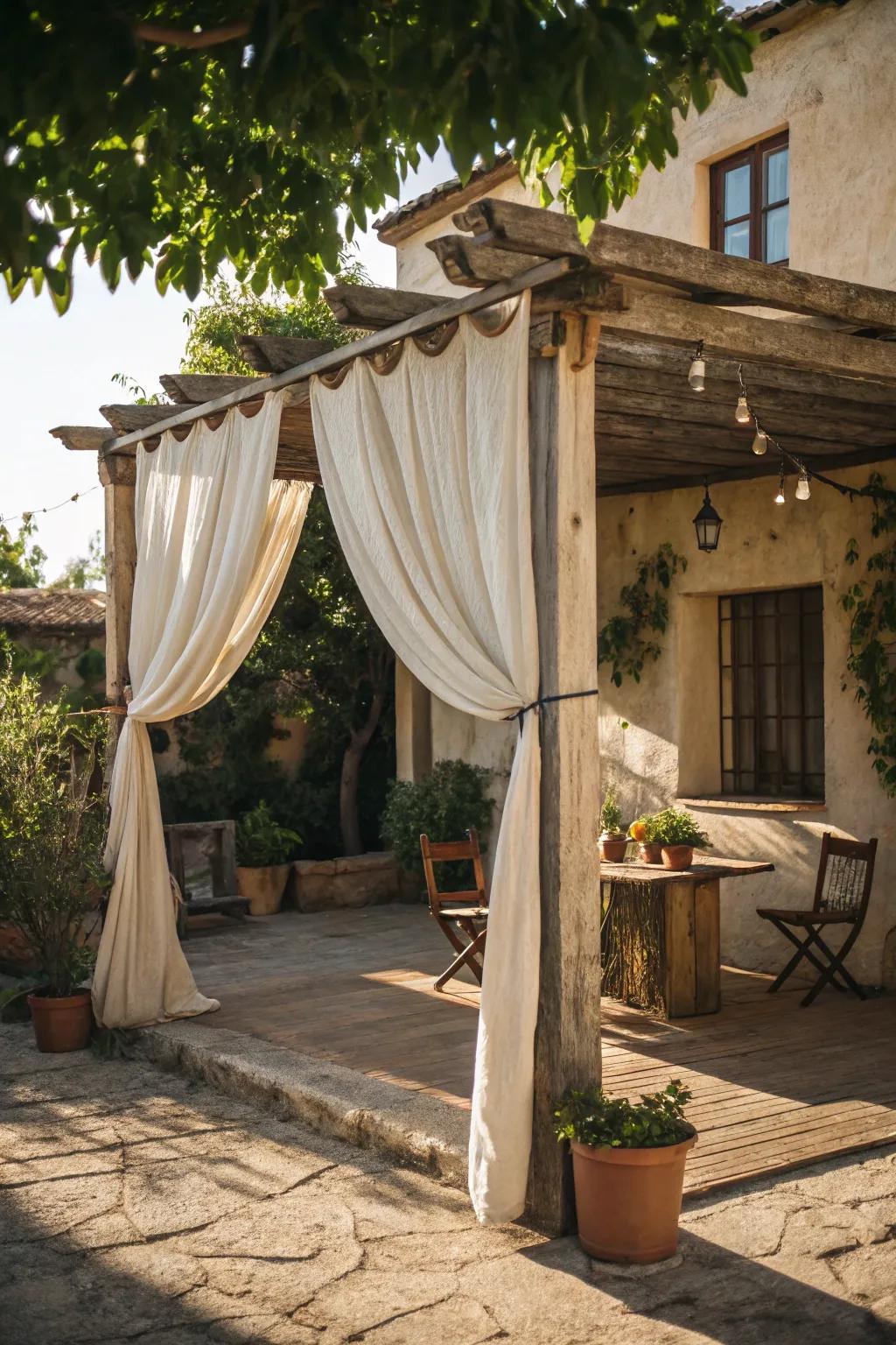 Homemade drapes introduce an individual, countryside accent.