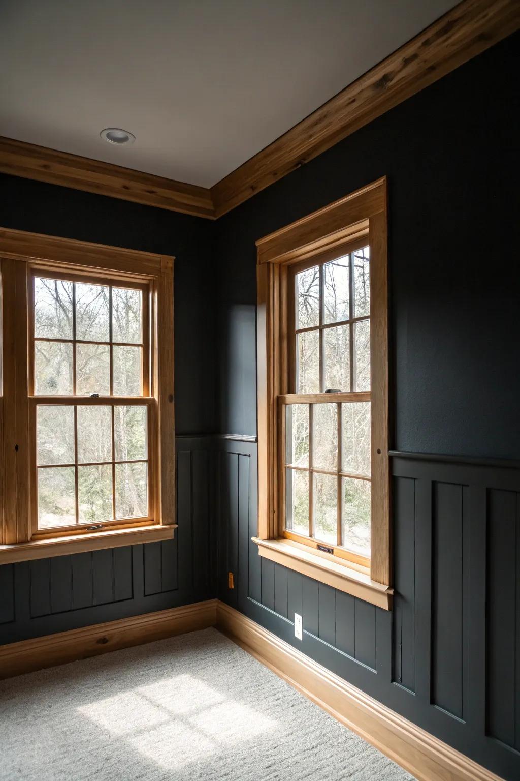Contrasting hues accentuate the splendor of fir framing.