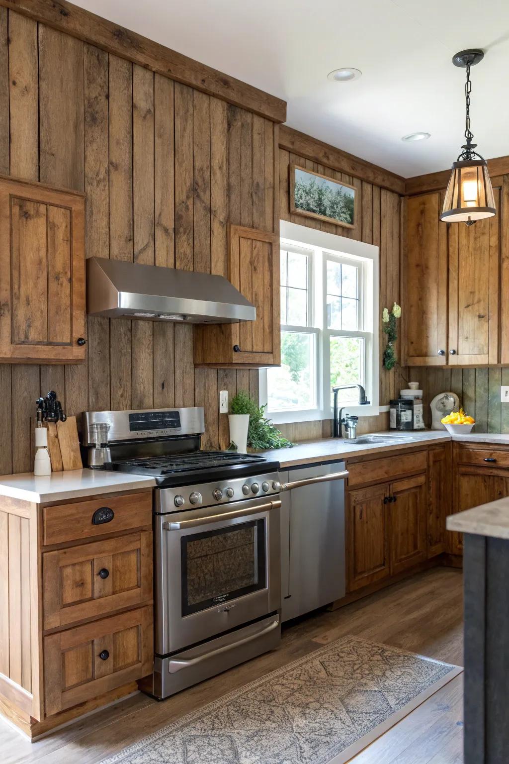 Countryside paneling in the galley appends warmth and opposition.