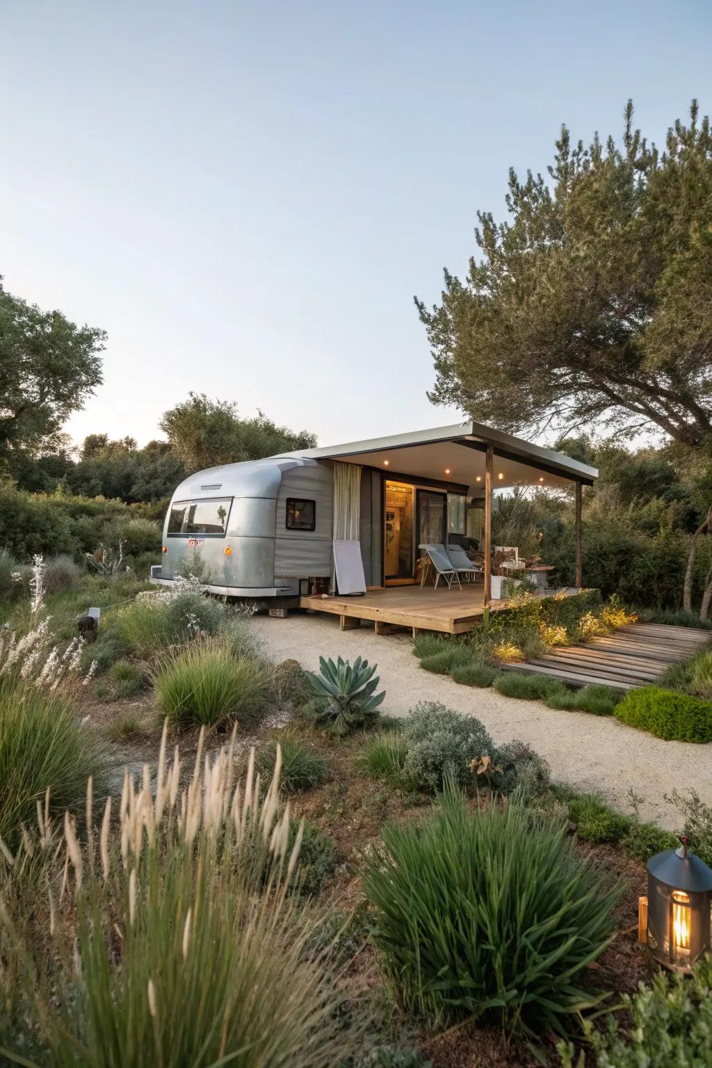 An eco-friendly RV shed constructed with sustainability in mind.