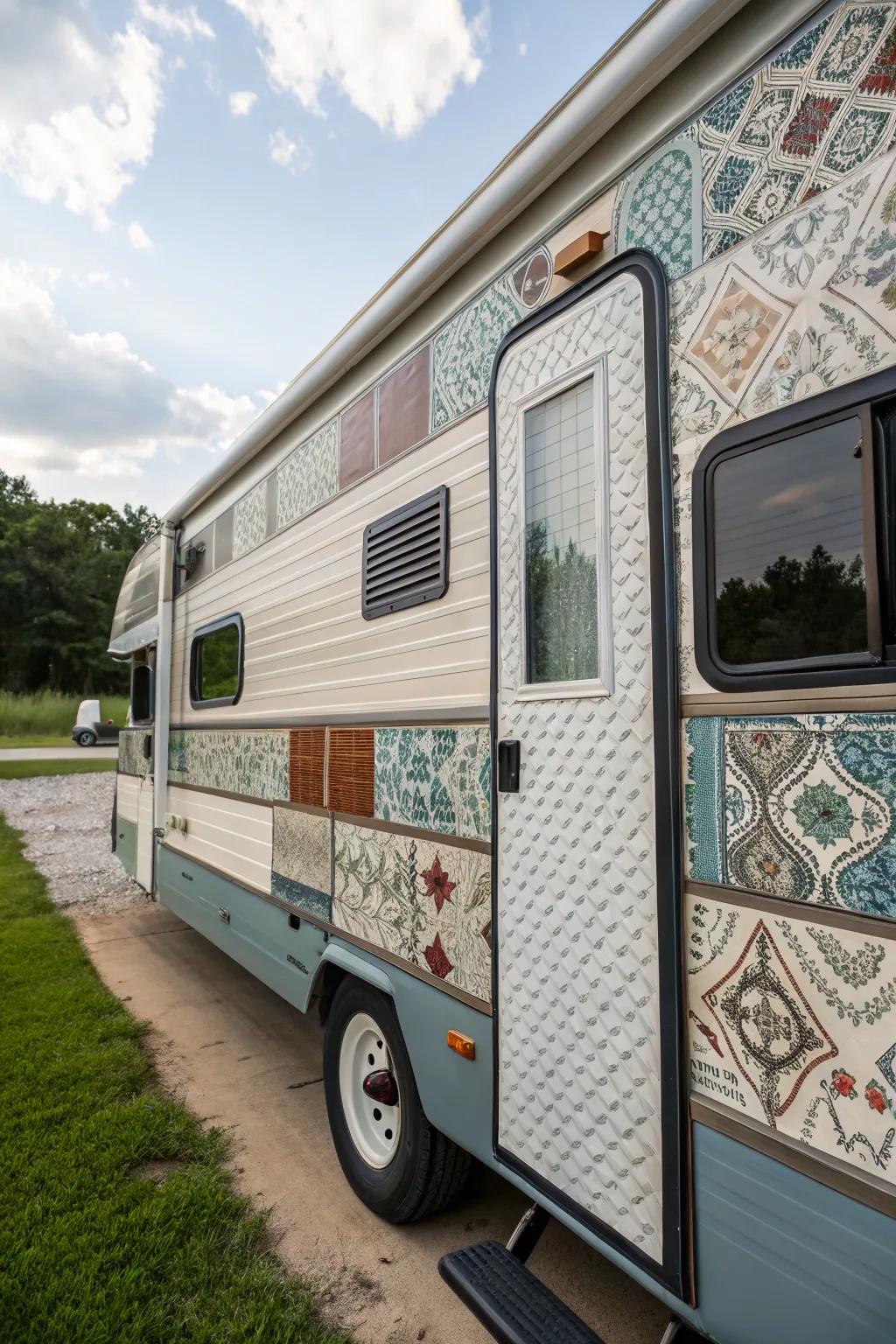 Embossed vinyl siding introduces patterns and depth to your RV.