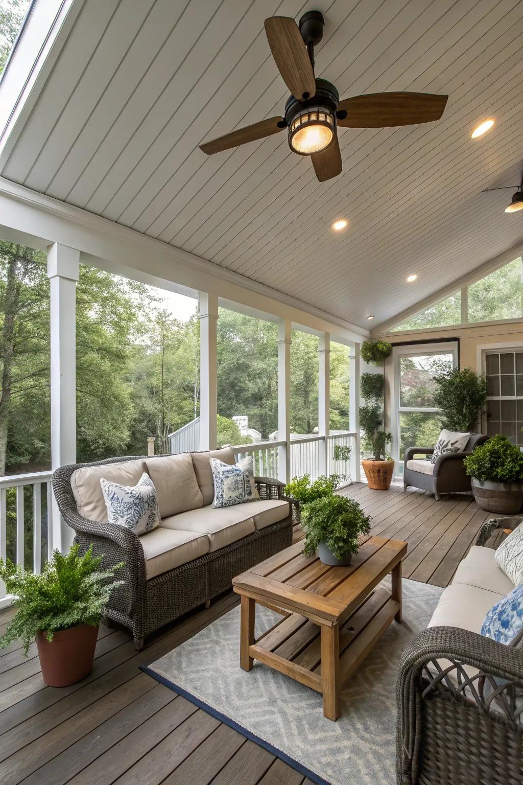 An economical overhead fan adds comfort and style.