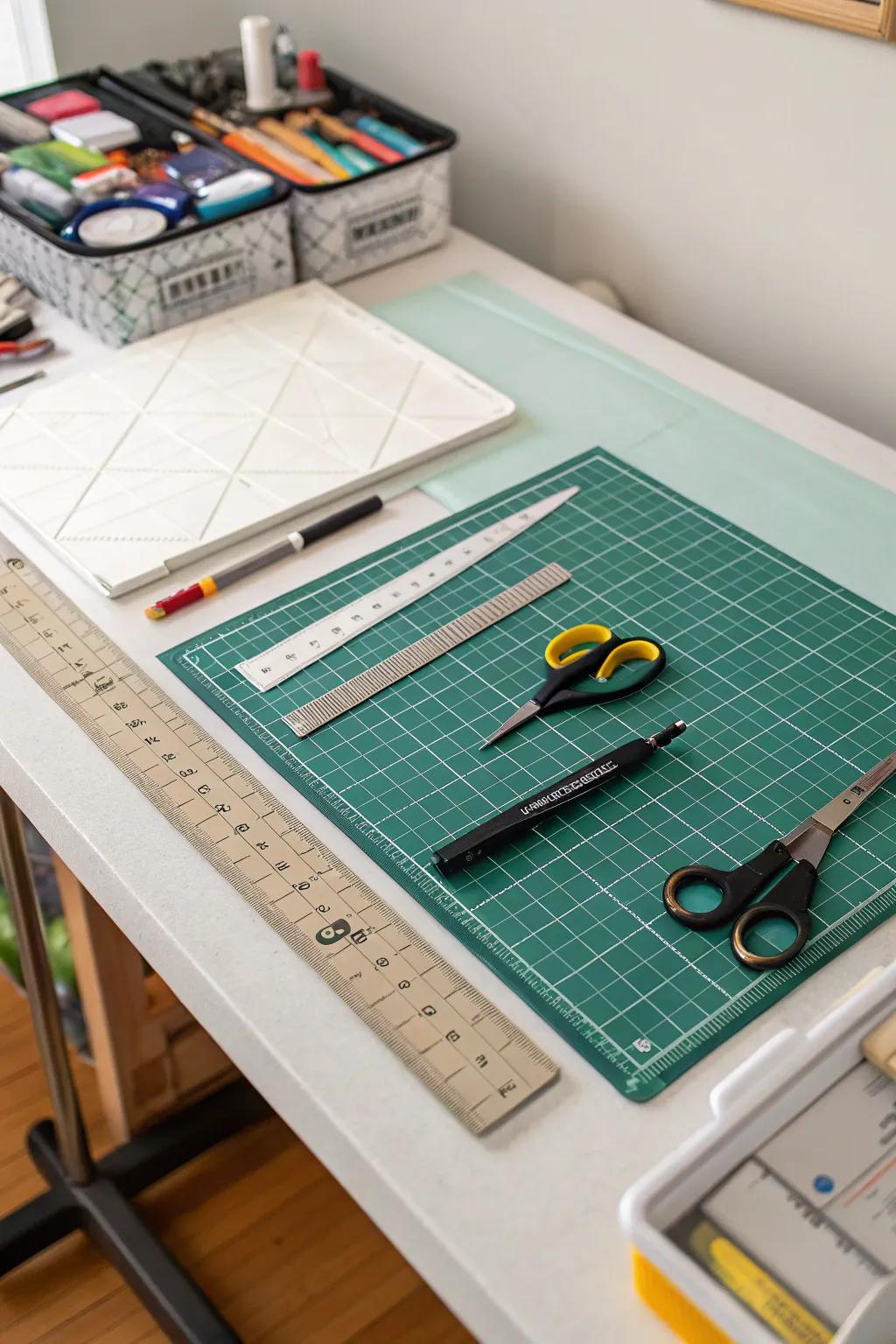 A dedicated trimming area enhances workflow.