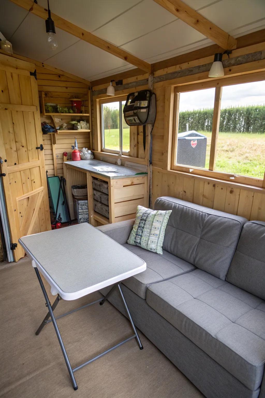 Adaptable furniture saves space and adds versatility.