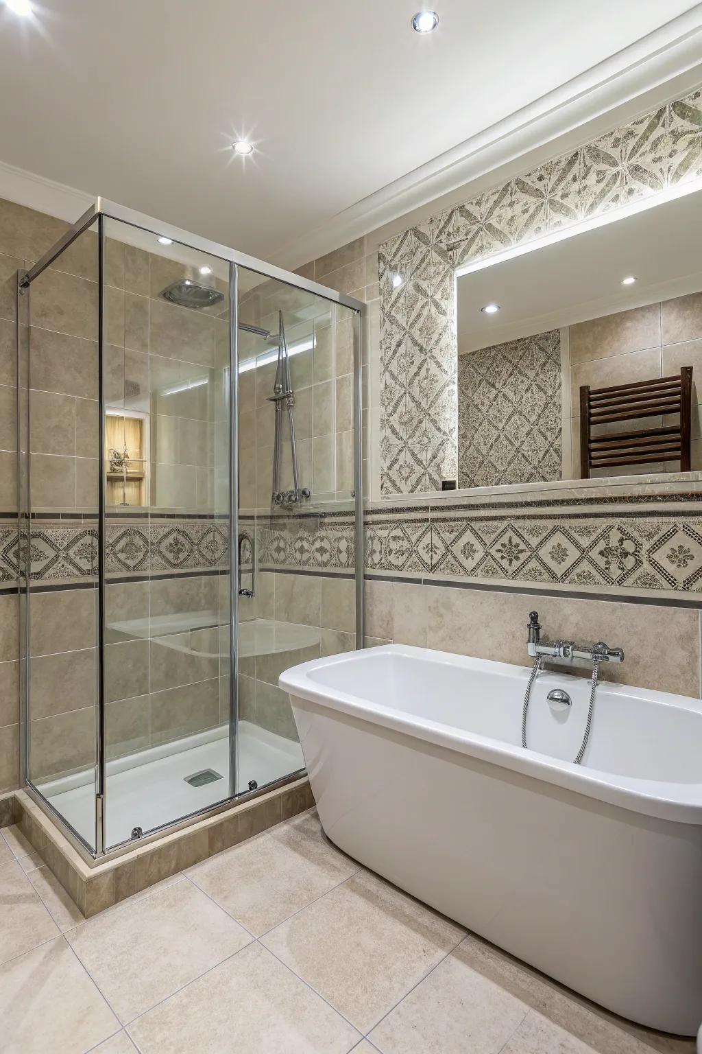 This combined tub and shower offers style and dual functionality.