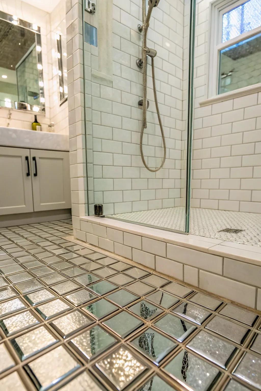 Glass tiles add elegance and make your shower space appear more expansive.