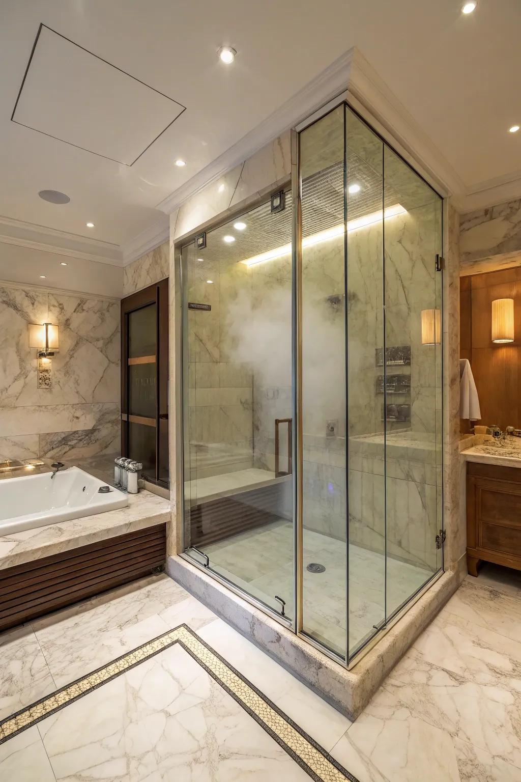 Steam showers offer a spa event in the comfort of your home.