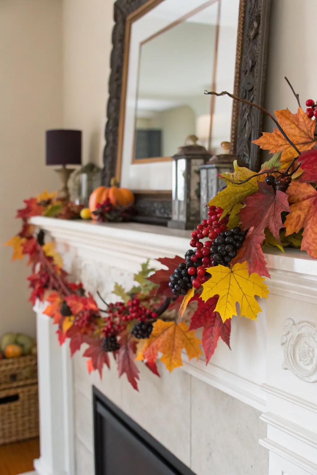 A delightful festoon imparting flow and allure to the mantel.