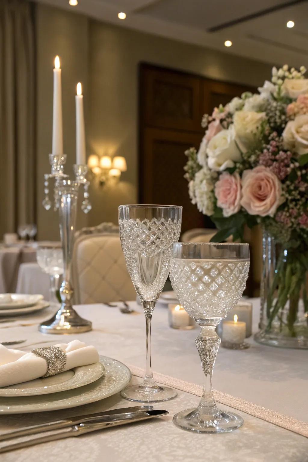 Sophisticated glassware infusing refinement into the festivity.