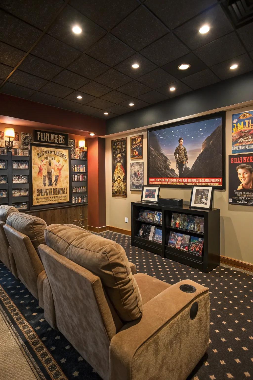 Personal decorations make a home cinema feel unique.