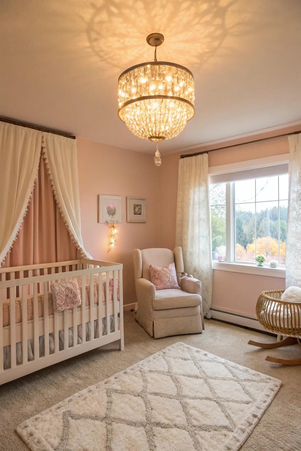 Highlight illumination heightens the nursery's intimate ambiance.