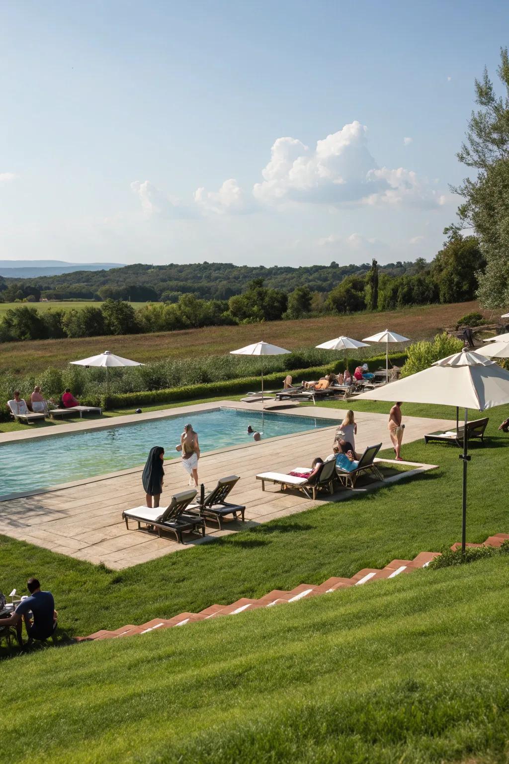 Open turf spaces offering flexibility and pleasure.