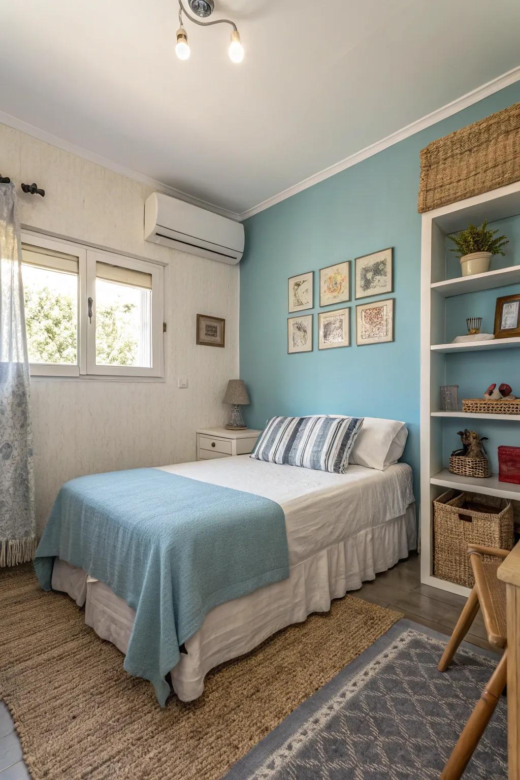 A feature wall adds character and focus.