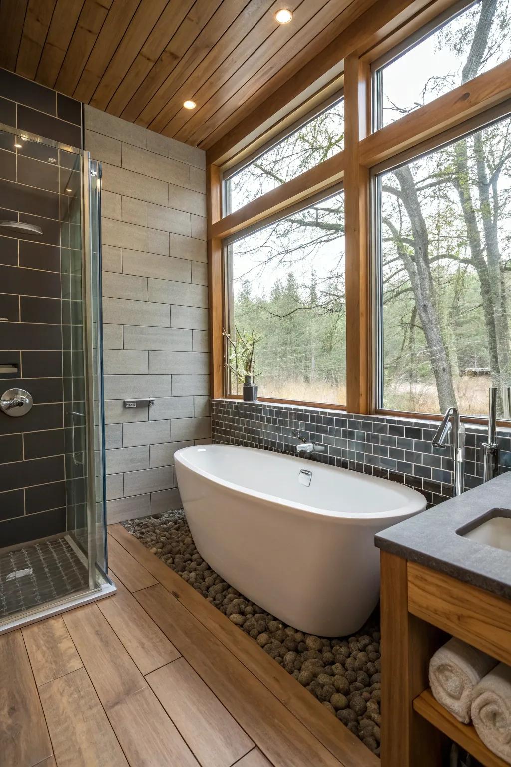 Mixed materials add texture and visual interest.