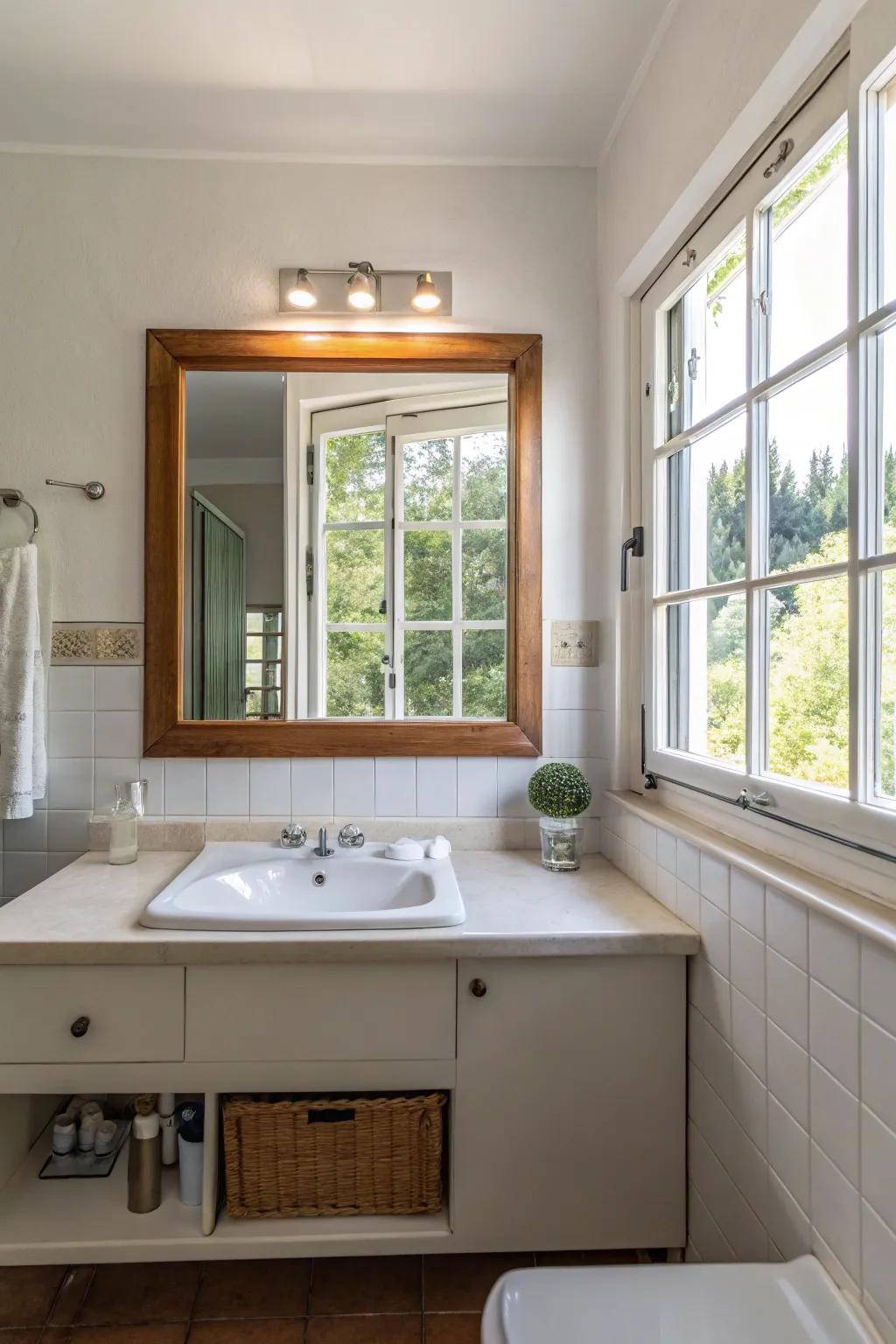 Polished surfaces amplify radiance and space within lavatories.