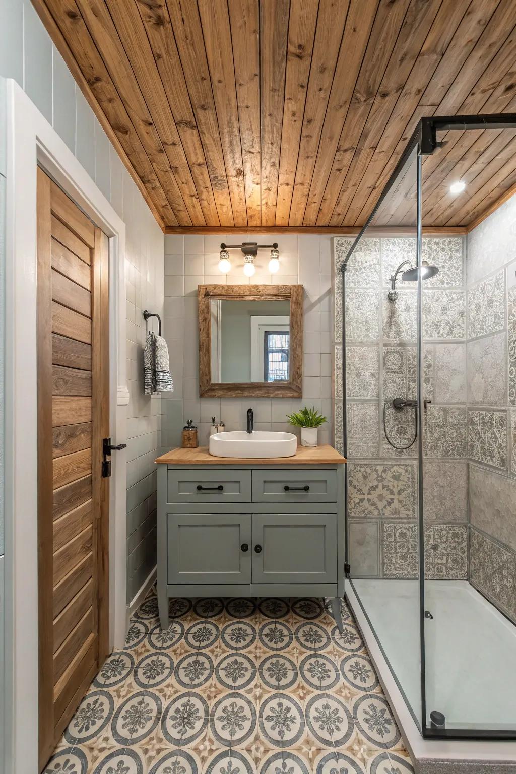 Structured panels contribute dimension and interest to the roof.