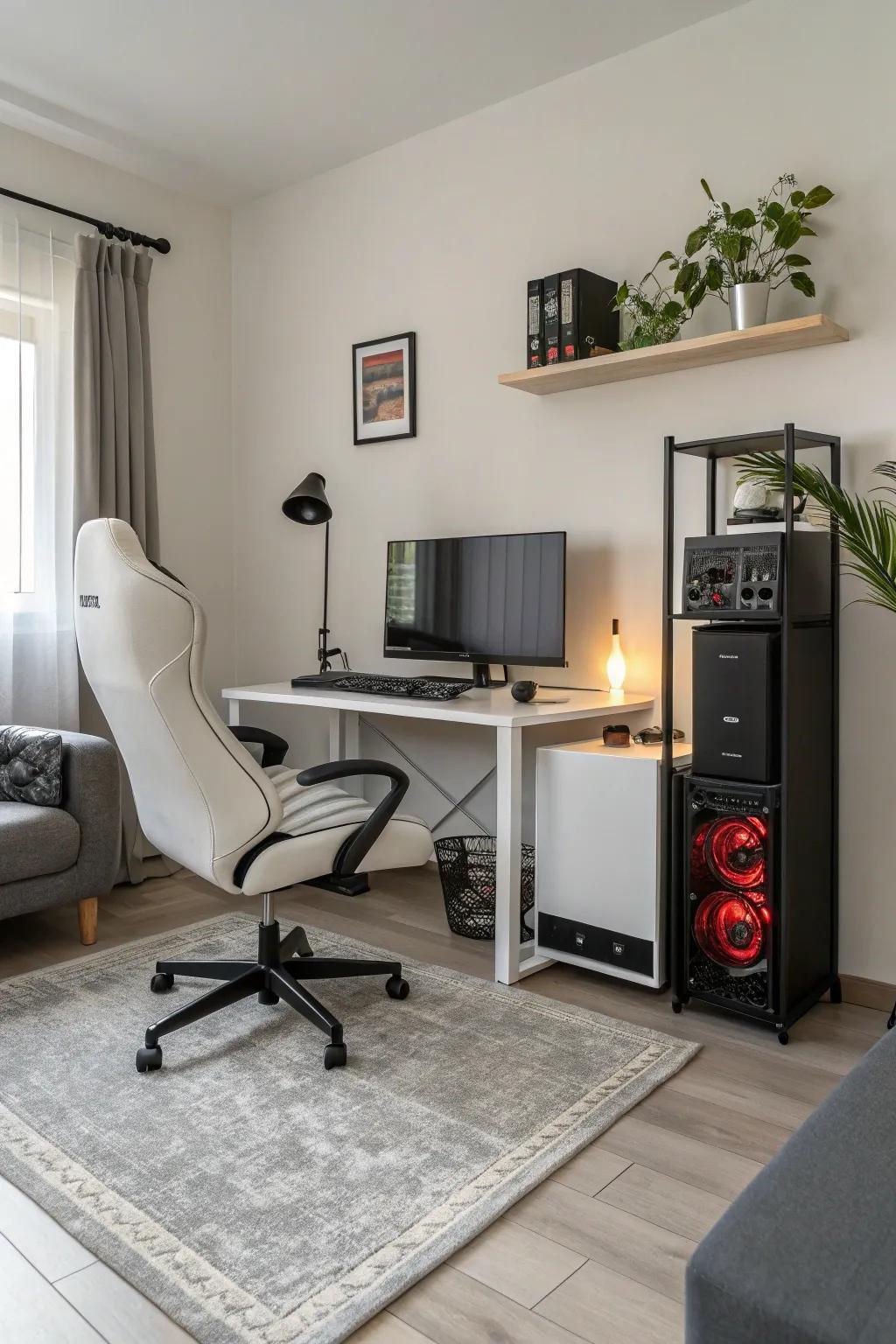 Keeping things simple can make your gaming room feel more open.