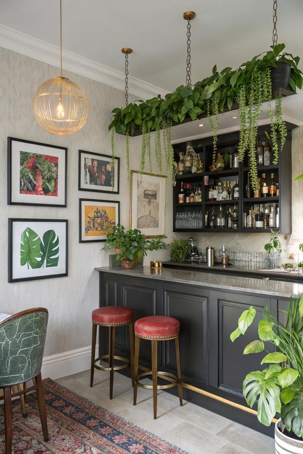 Decorative items add personality and warmth to your home bar.