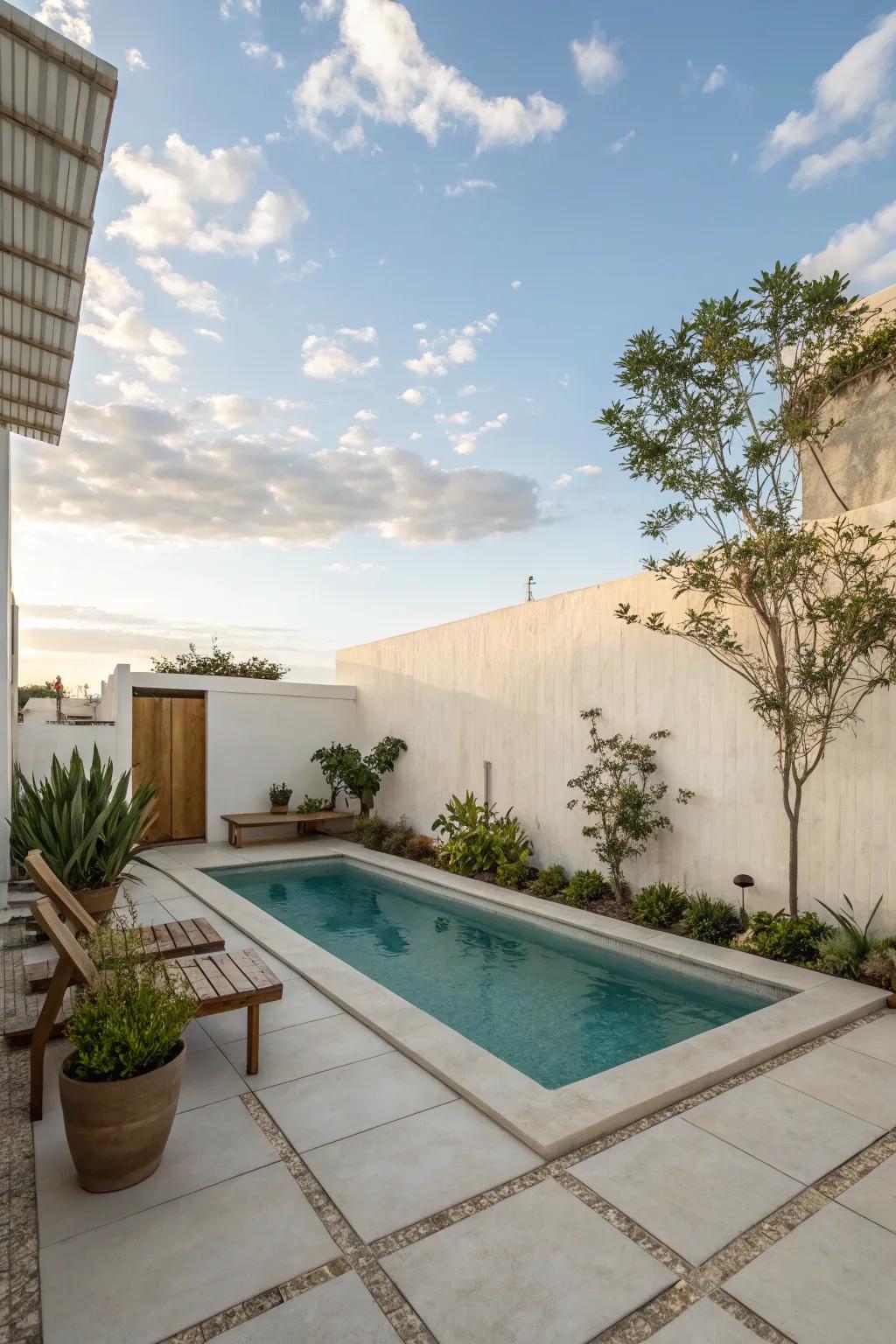 A streamlined rectangular pool, ideal for small areas.