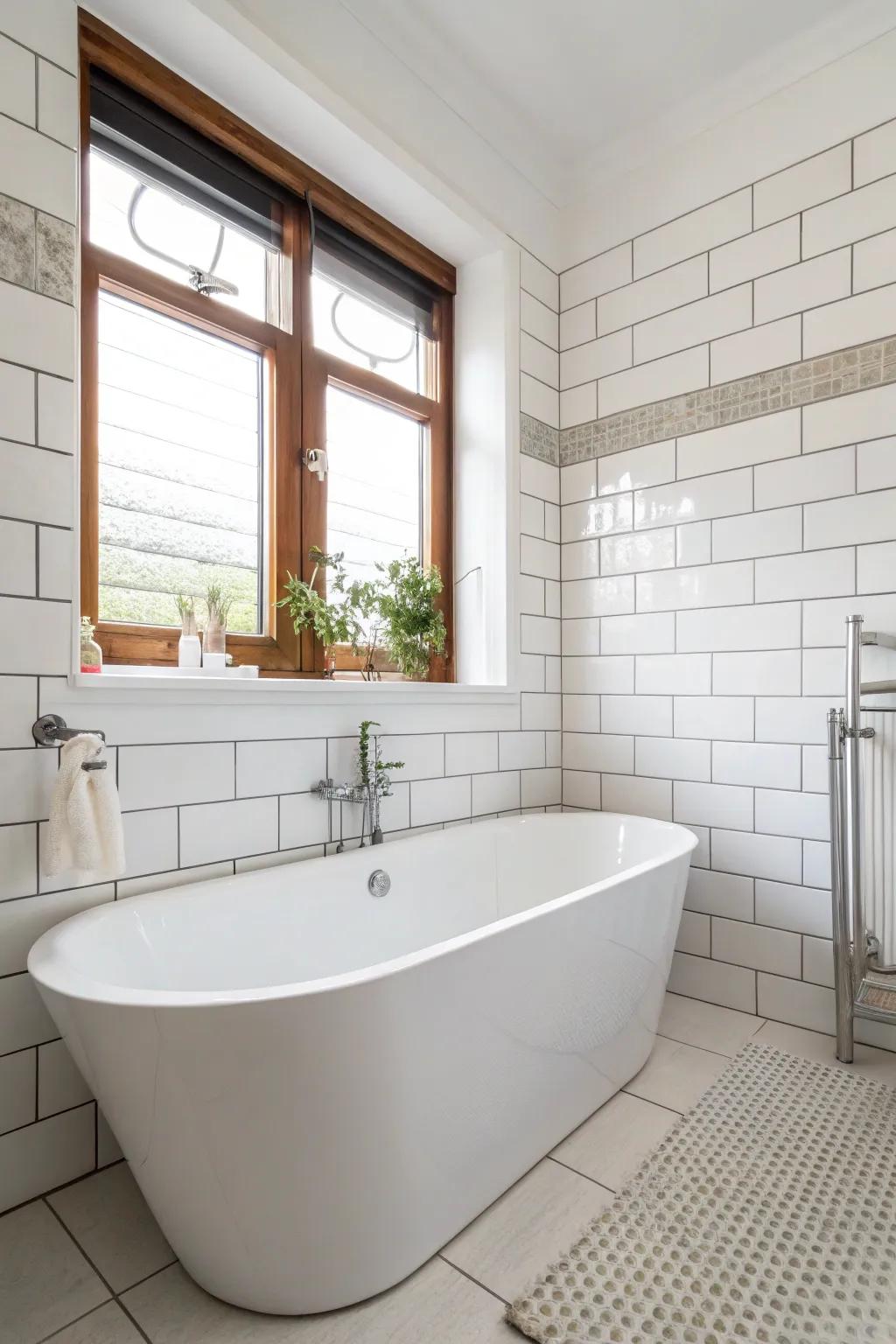 A space-saving tub adds luxury without taking up too much room.