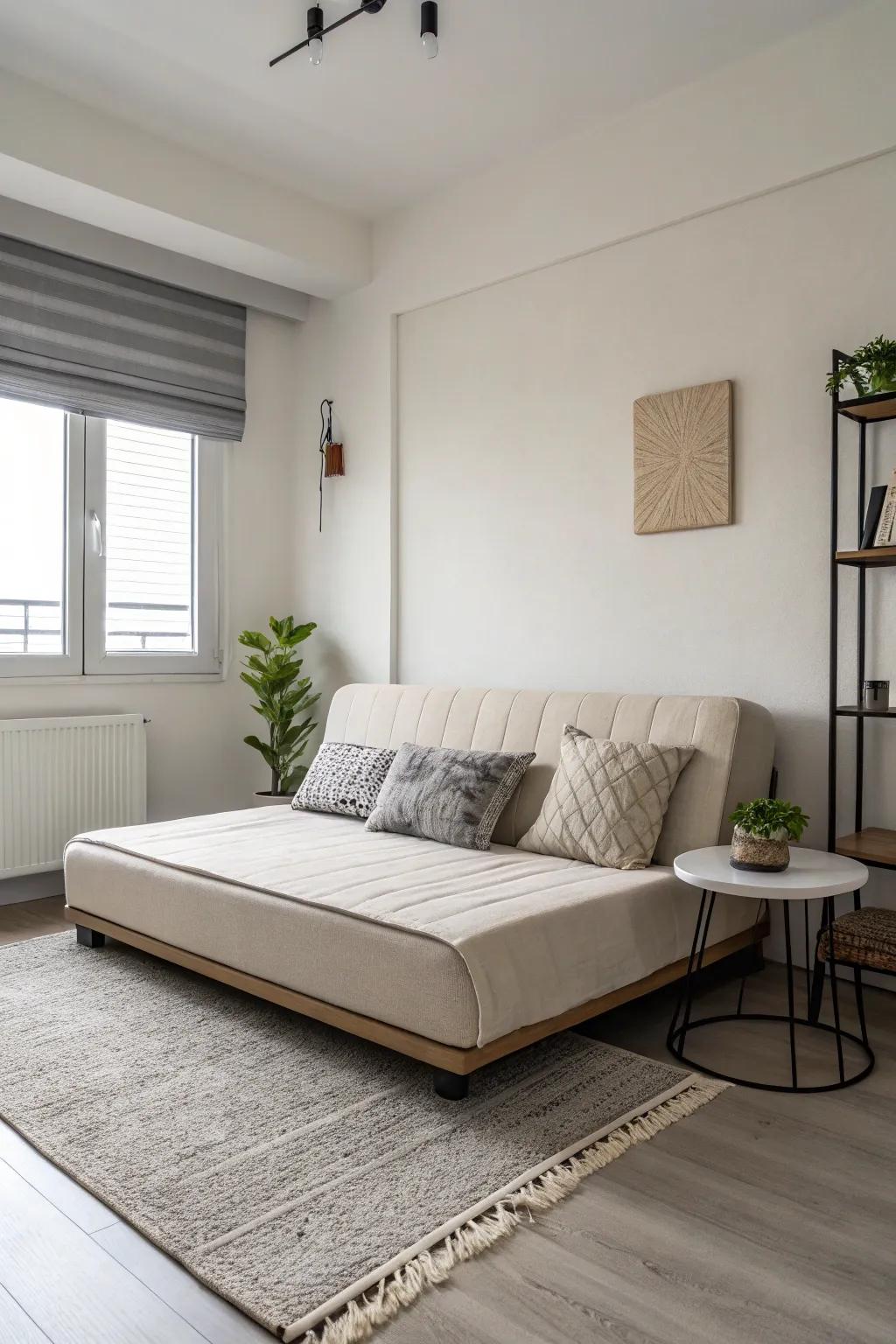 Elegance and simplicity are key in a minimalist bedroom.