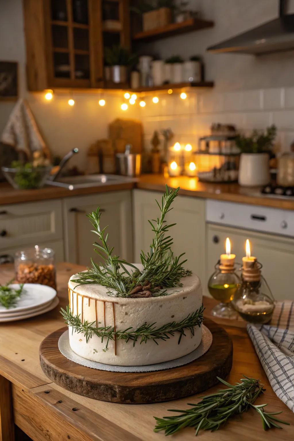 A cake infused with herbs for a distinctive spring flavor.