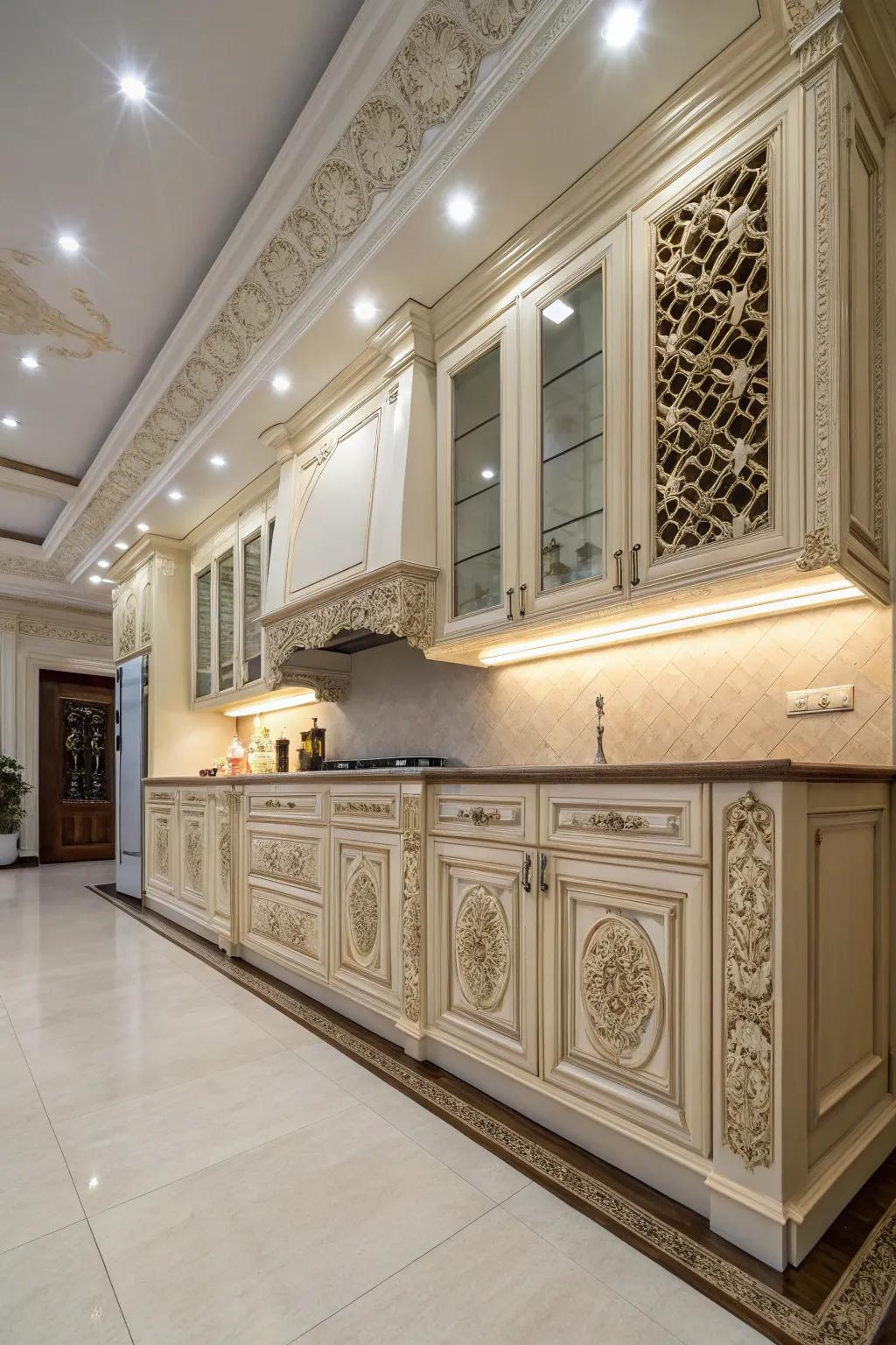 Decorative details bring individuality to your kitchen's high-ceiling design.