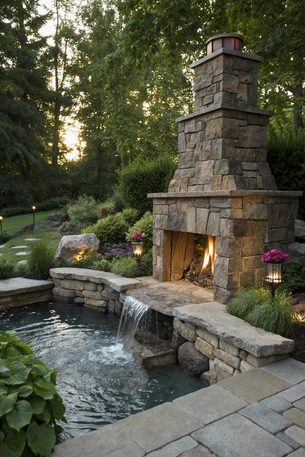 Fire and water: a mesmerizing outdoor feature.