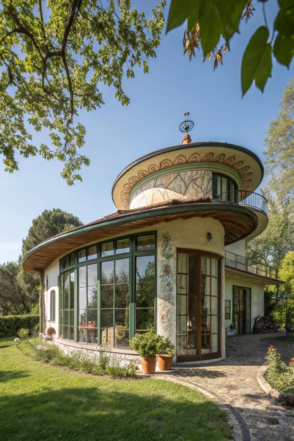 A creatively shaped summer house that stands out in style.