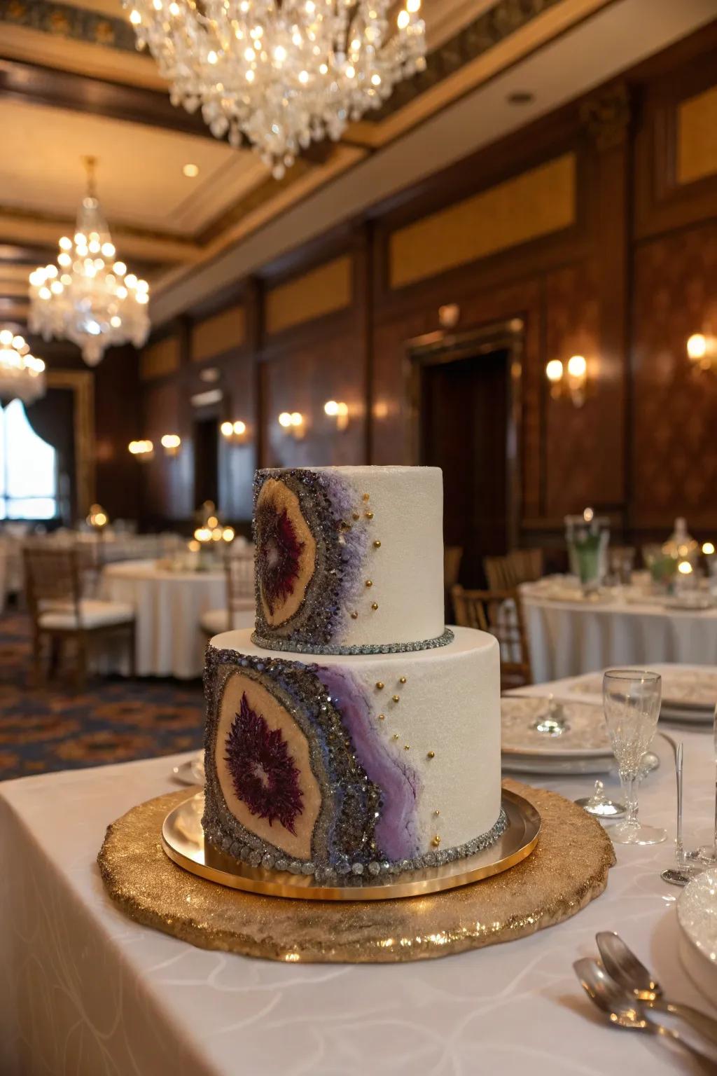 A mineral sparkle cake dazzling with its singular shimmer.